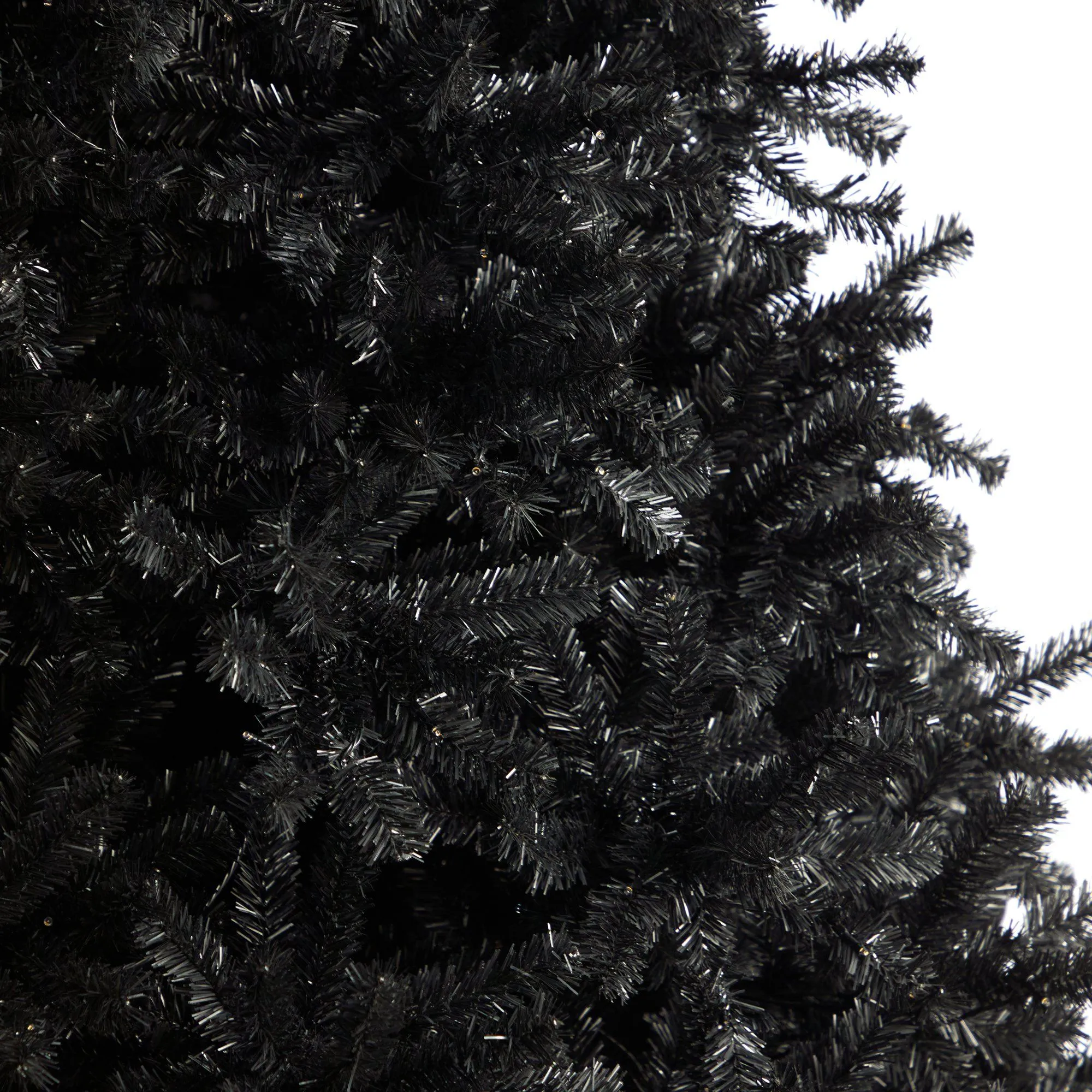 10’ Black Artificial Christmas Tree with 950 Clear LED Lights and 3056 Tips