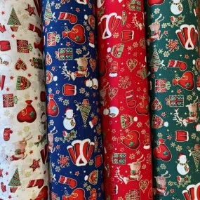 100% Cotton  - Christmas - Christmas Gifts - Select Colour - £9.00 Per Metre - Sold by Half Metre