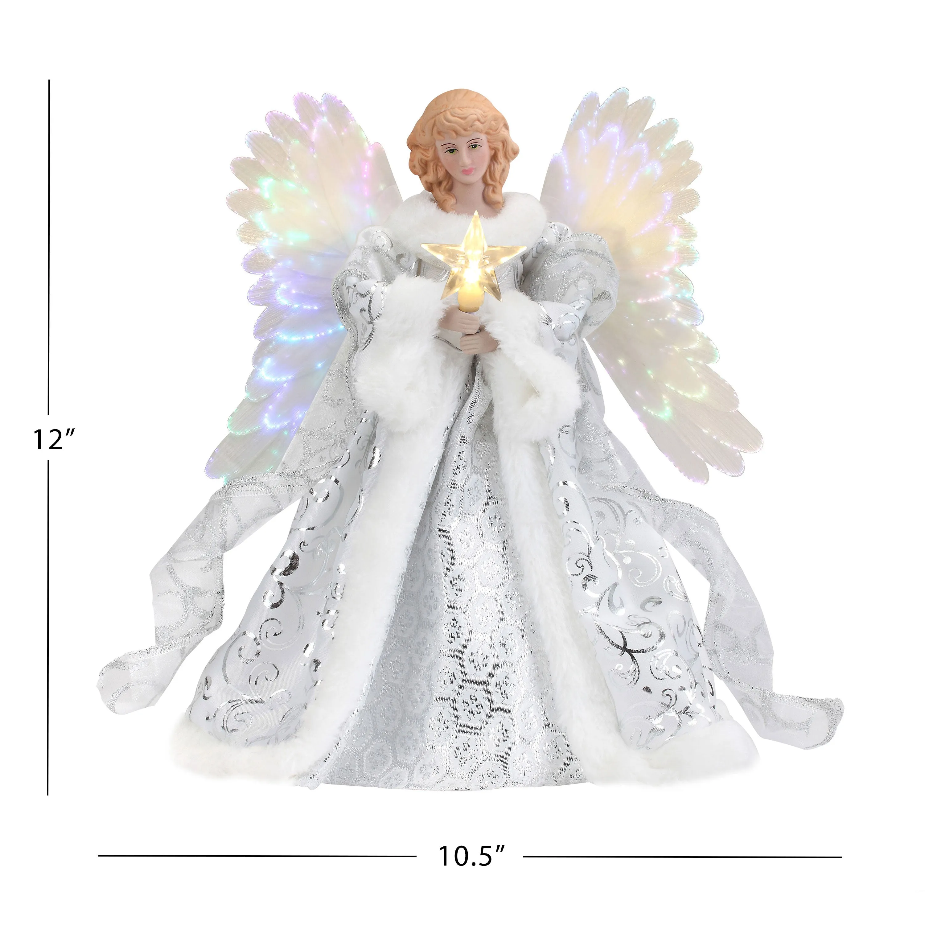 12 in. Fiber-Optic Animated Tree Topper - White Angel