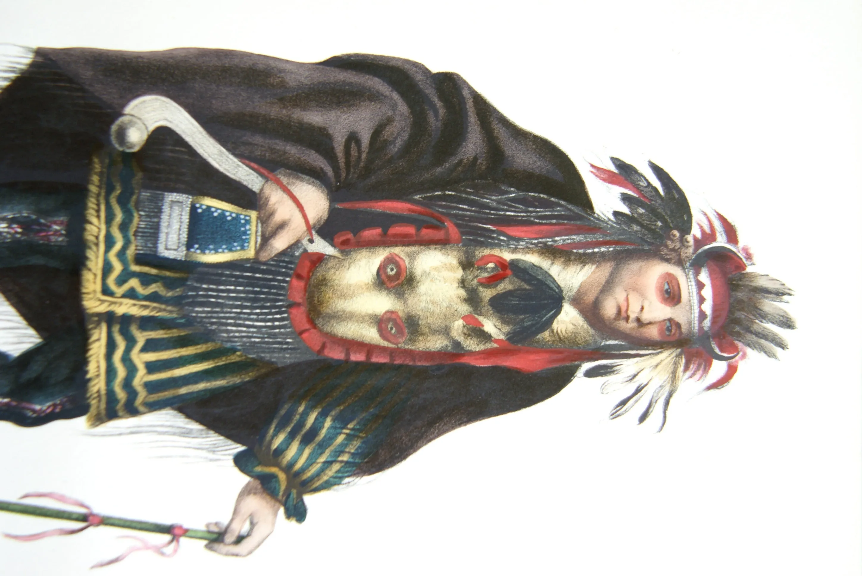 1848 Original Hand colored lithograph of OKEE-MAKEE-QUID, A CHIPPEWAY CHIEF, plate 20, from the octavo edition of McKenney & Hall’s History of the Indian Tribes of North America. (OKEEMAKEEQUID)