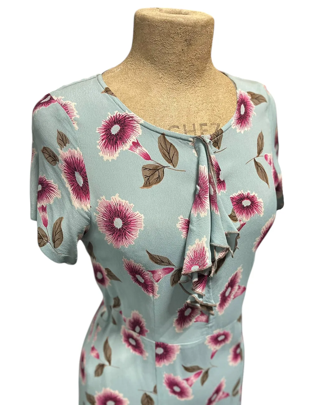 1930s Style Blue & Purple Floral Print Sample Dress