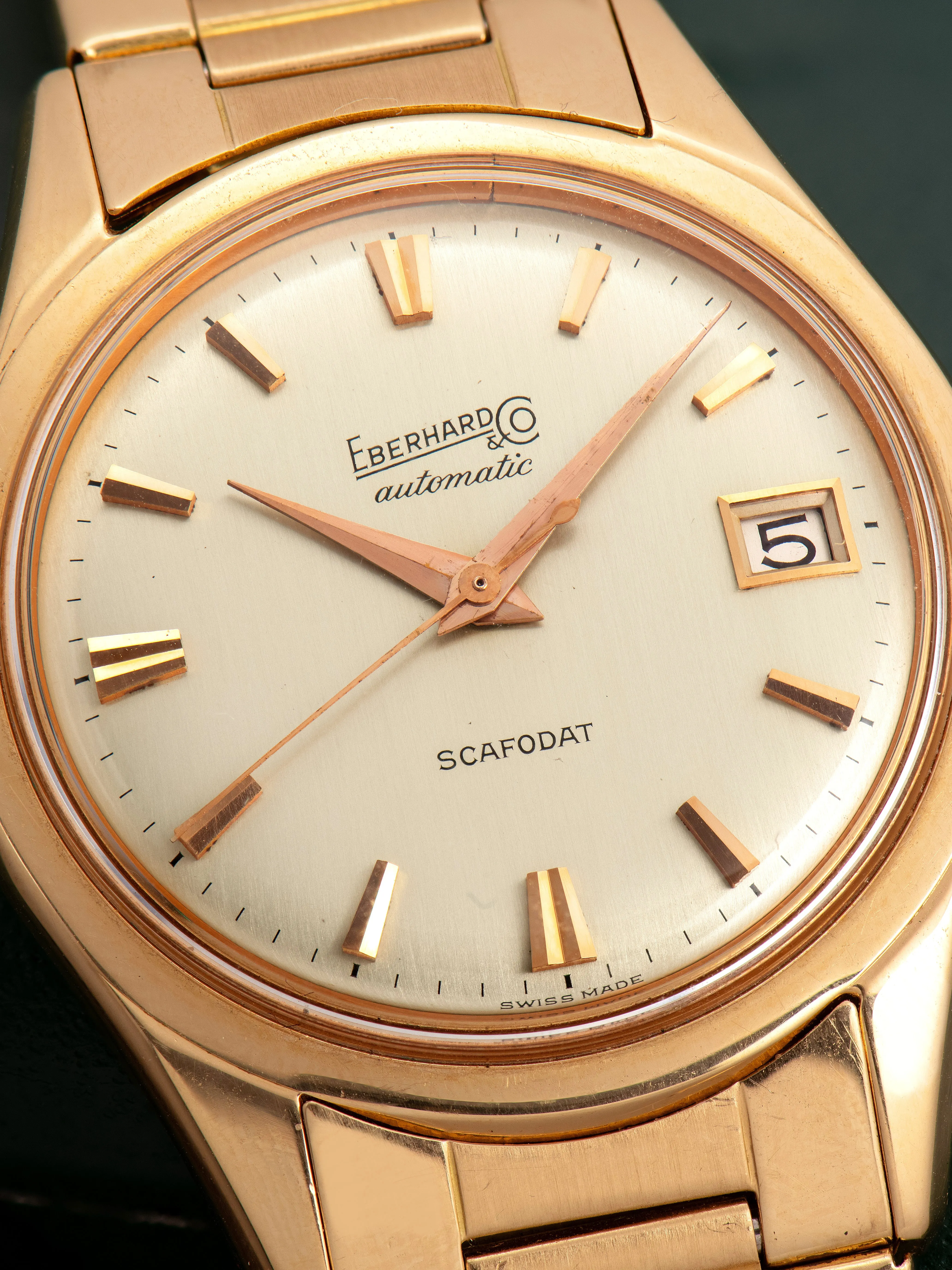 1960s Eberhard Scafodat 18K RG (Ref. 11532-1) "Roulette Date Wheel" W/ Box