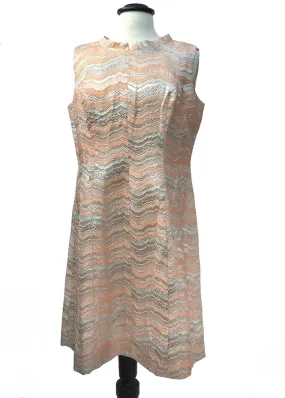 1960s Mod Space Age Silver & Pink Mini Shift Dress