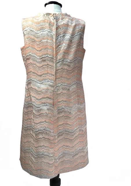 1960s Mod Space Age Silver & Pink Mini Shift Dress