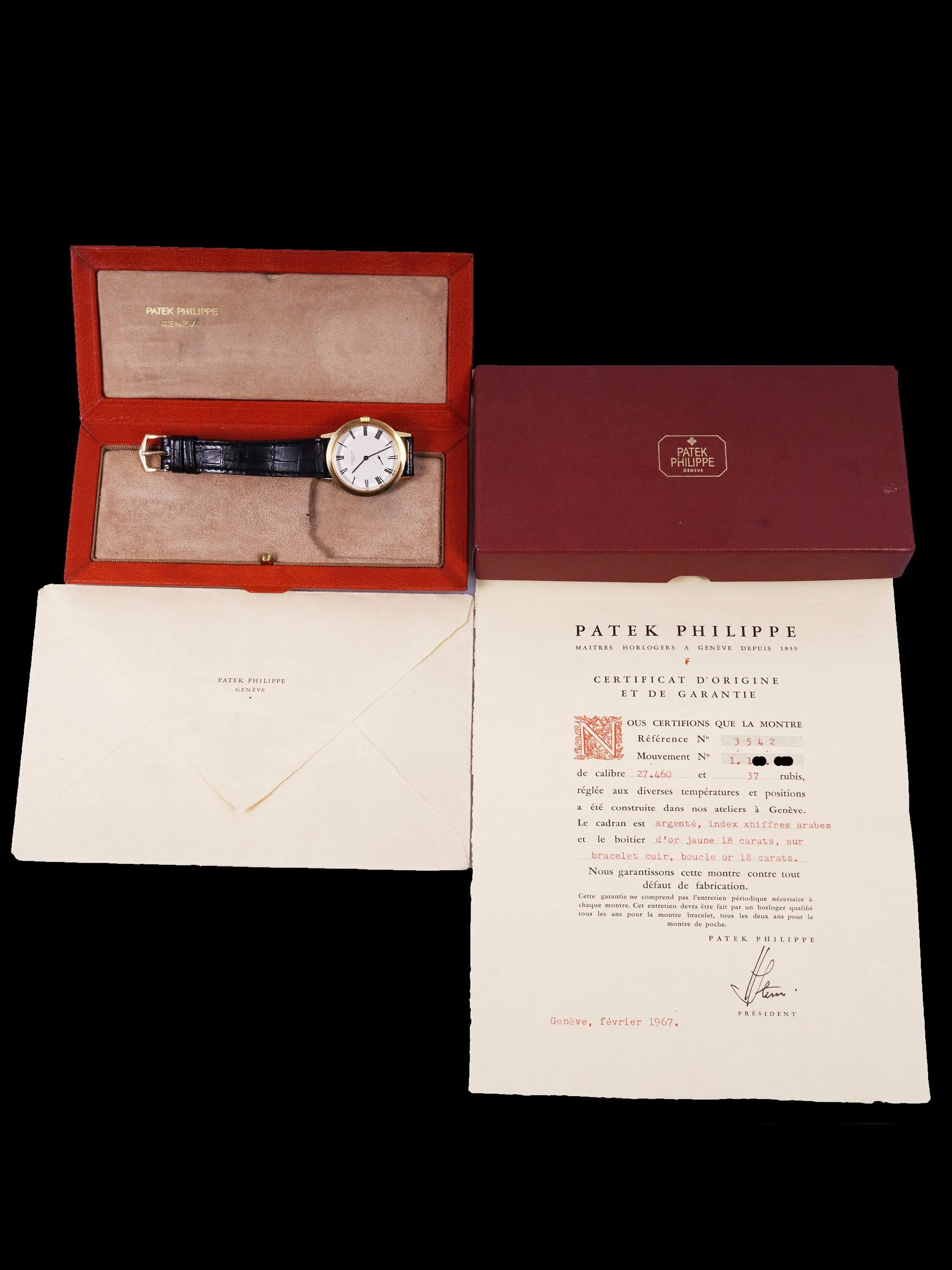 1967 Patek Philippe Ref. 3542 18k Yellow Gold w/ Box & Original Papers