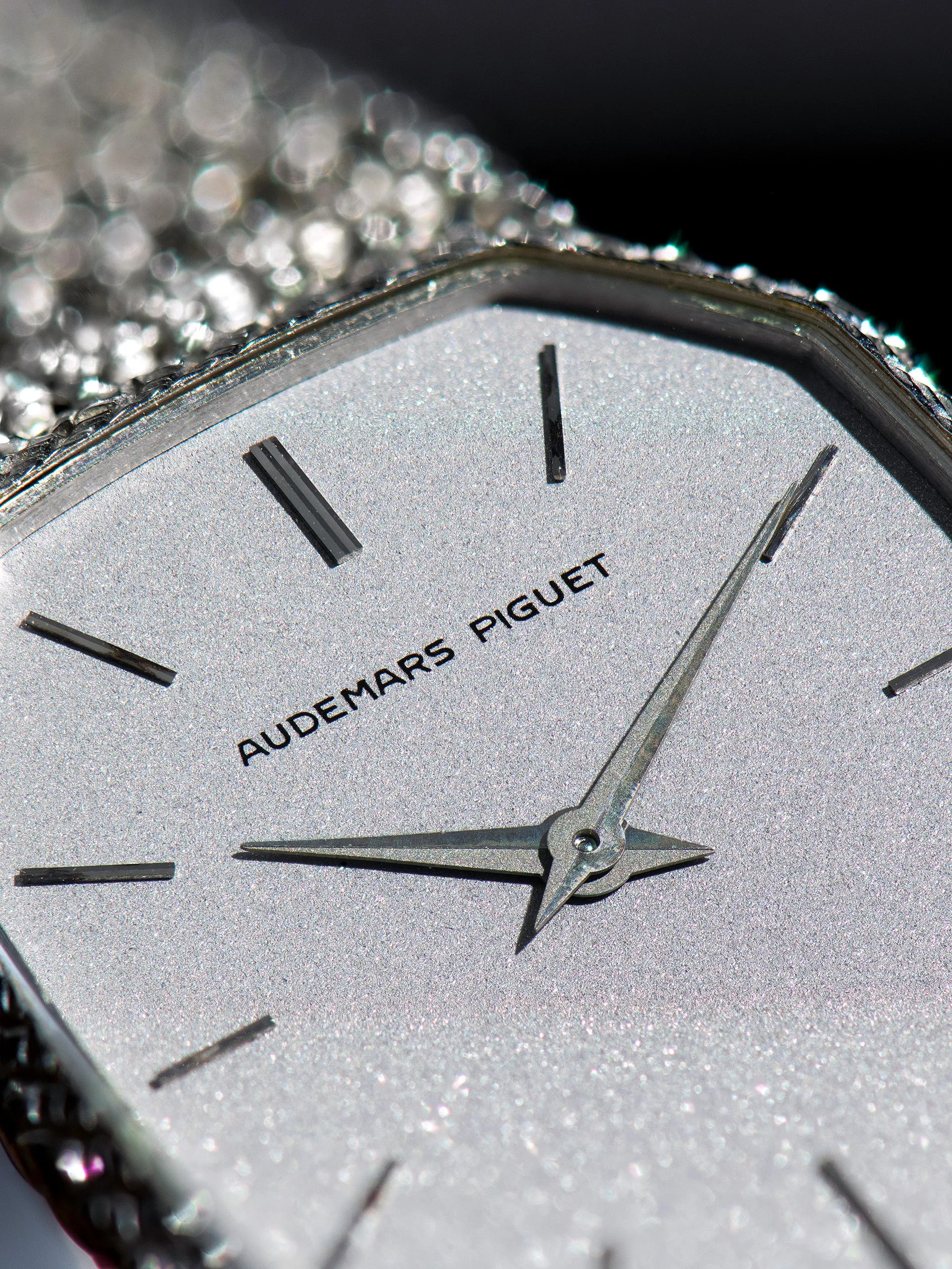 1970s Audemars Piguet Octagonal Dress Watch 18K WG W/ Metallic Silver Dial