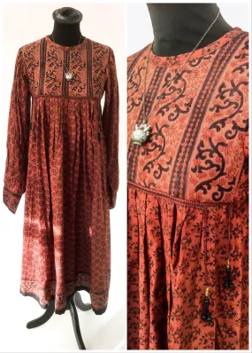 1970s Vintage Block Printed Ayesha Davar Dress