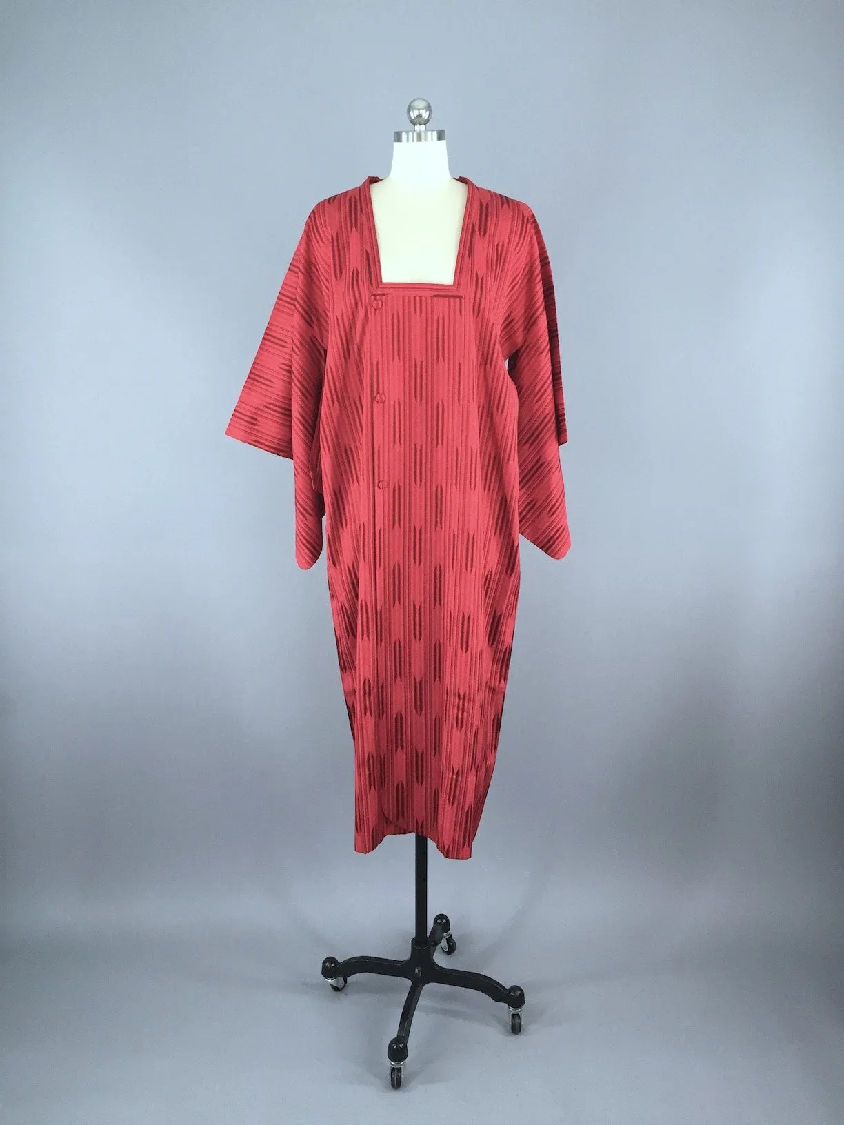 1980s Vintage Michiyuki Kimono Coat / Red Chevron Arrows