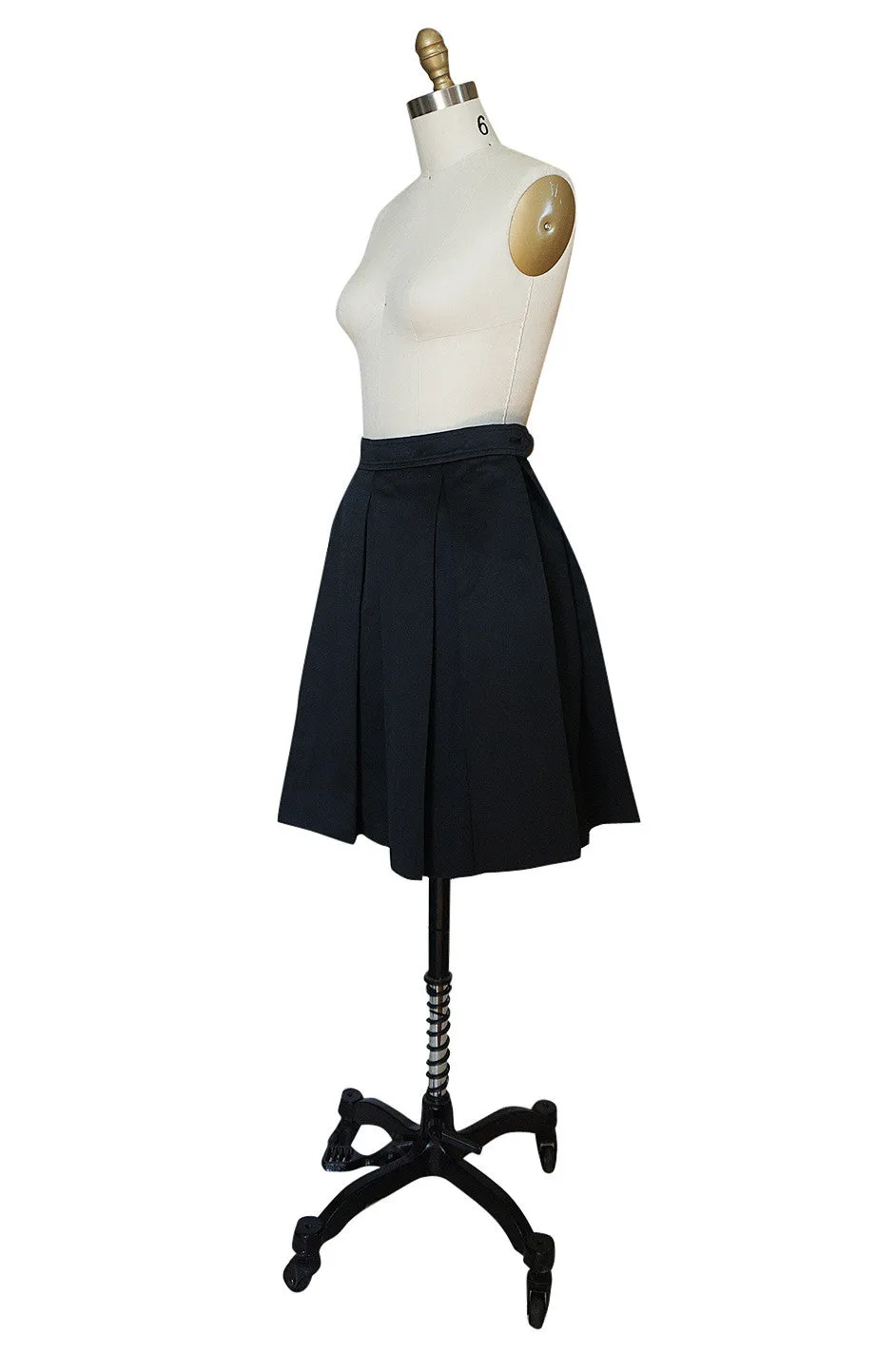 1980s Yves Saint Laurent Flat Pleated Black Mini Skirt