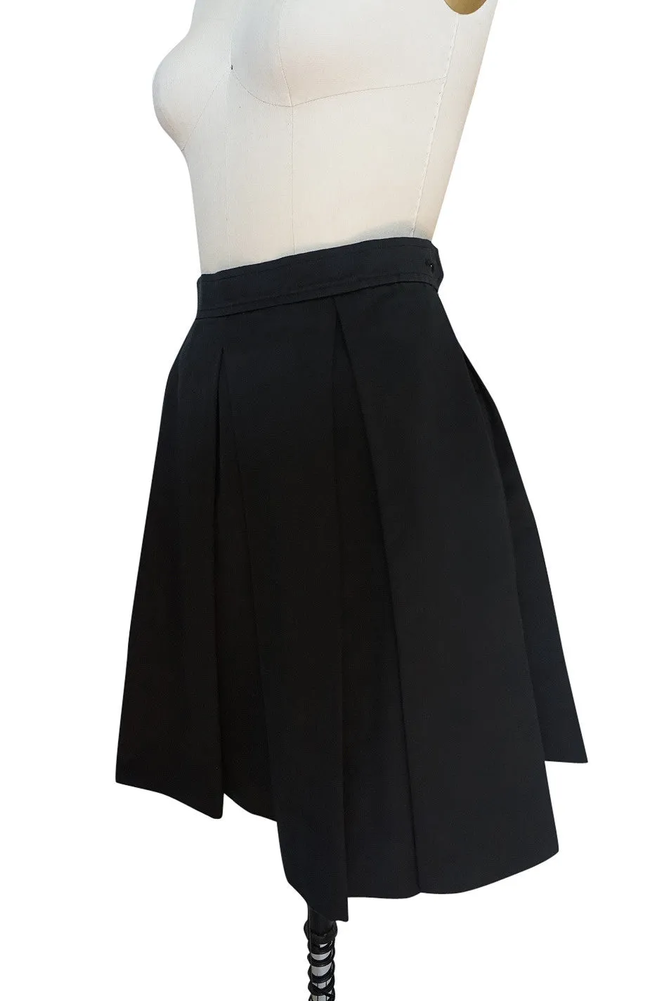 1980s Yves Saint Laurent Flat Pleated Black Mini Skirt