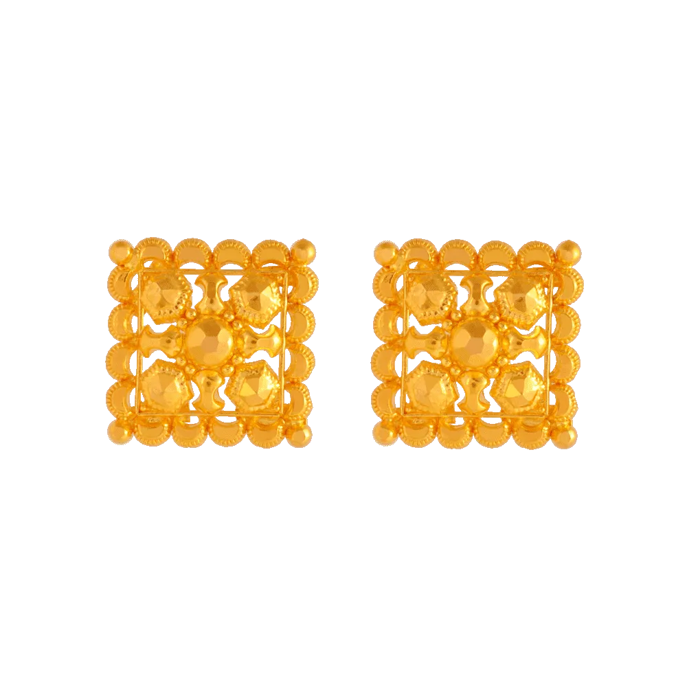 22KT Yellow Gold Stud Earrings For Women