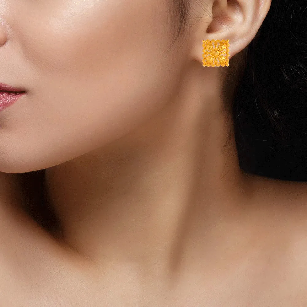 22KT Yellow Gold Stud Earrings For Women