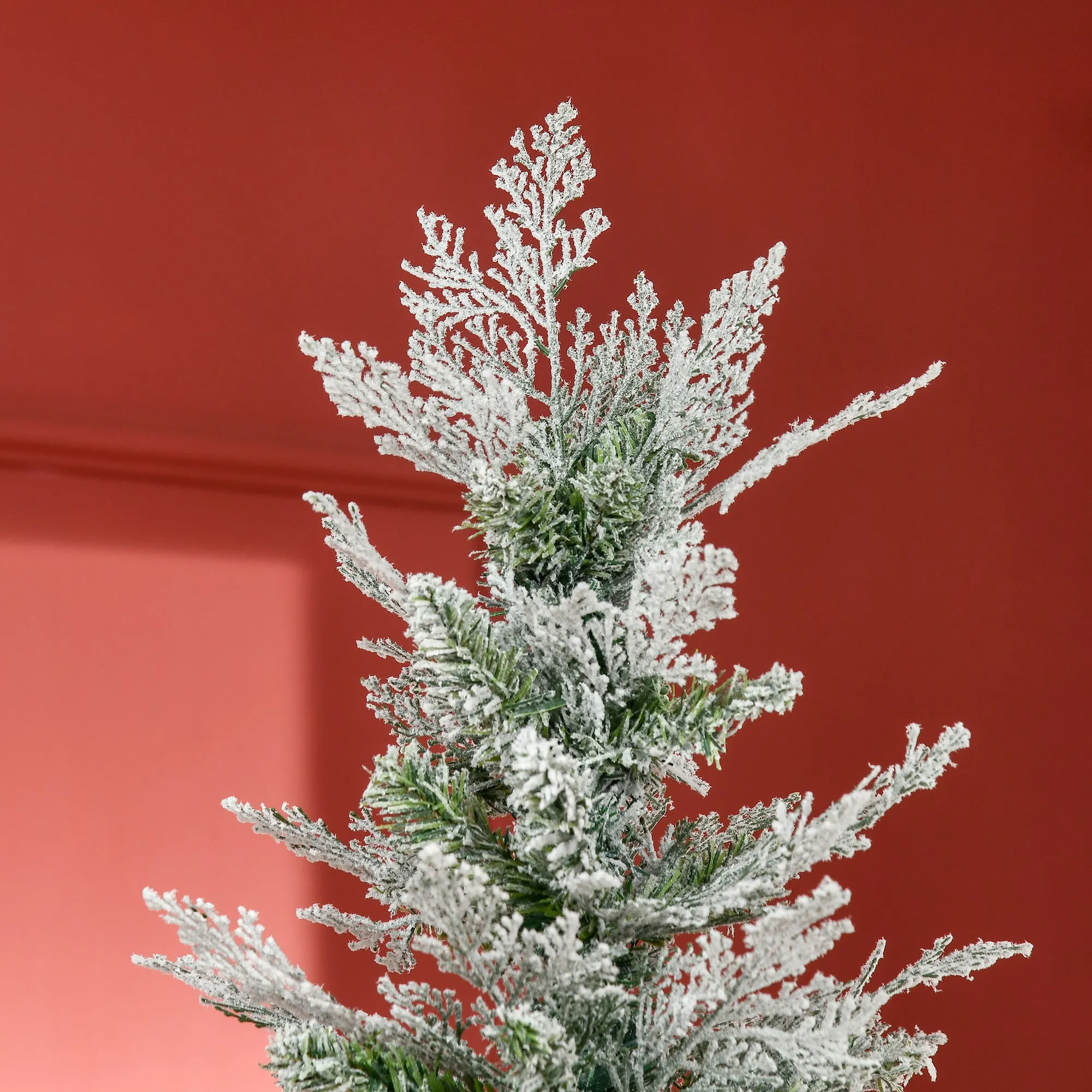 7 Foot Snow Flocked Artificial Christmas Tree Holiday with Pencil Shape