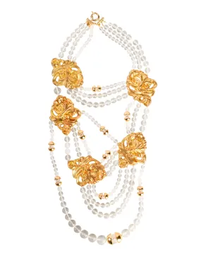 ABAKUS by Marsha Chun-Matsubara 2007 Clear Bead Golden Baroque Massive Waterfall Bib Necklace