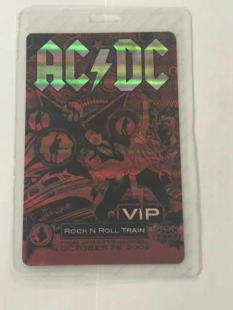 AC/ DC -Rock N Roll Train - Dress Rehearsal Oct 2008 - Foil Backstage Pass ** Very Rare