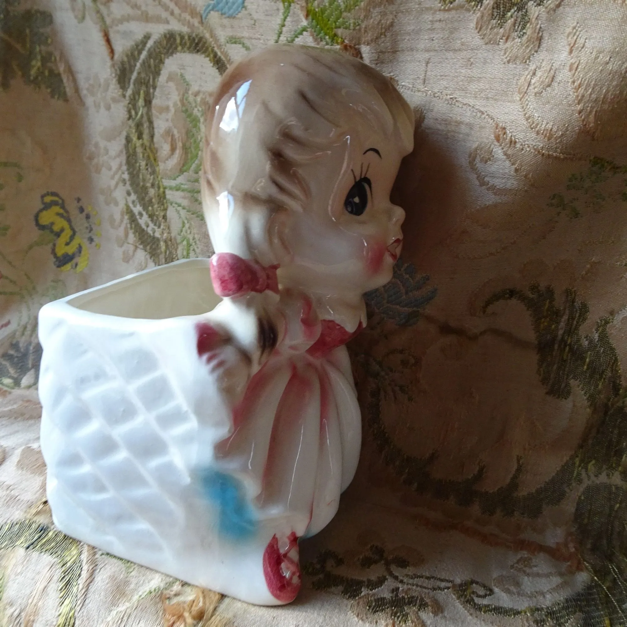 ADORABLE Rare Rubens Originals Little Girl Planter, Hard To Find, Cute Kitsch, Mid Century, Collectible Figural Planters