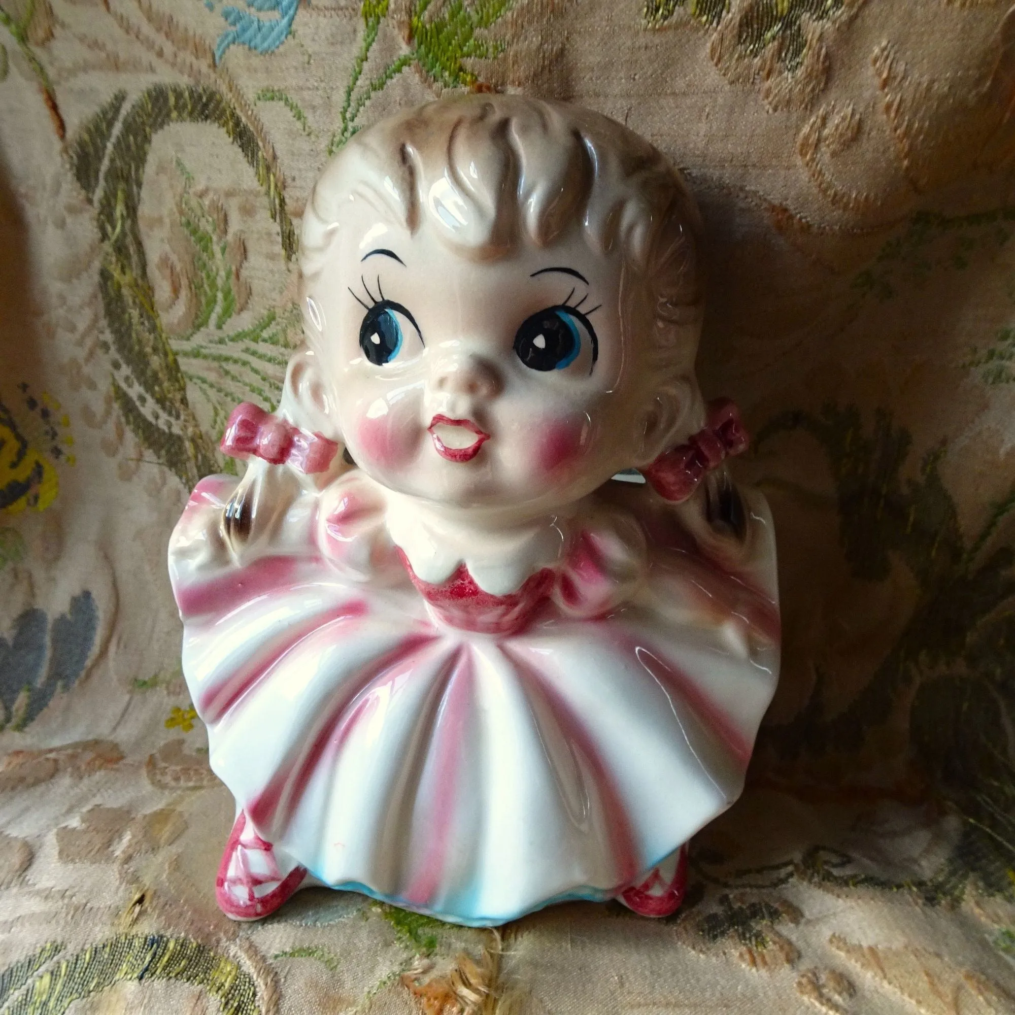 ADORABLE Rare Rubens Originals Little Girl Planter, Hard To Find, Cute Kitsch, Mid Century, Collectible Figural Planters