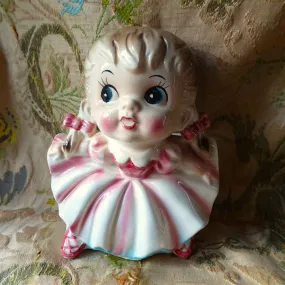 ADORABLE Rare Rubens Originals Little Girl Planter, Hard To Find, Cute Kitsch, Mid Century, Collectible Figural Planters