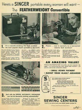 Advertisement, Rare Featuring the Singer Featherweight  - (Vintage Original)