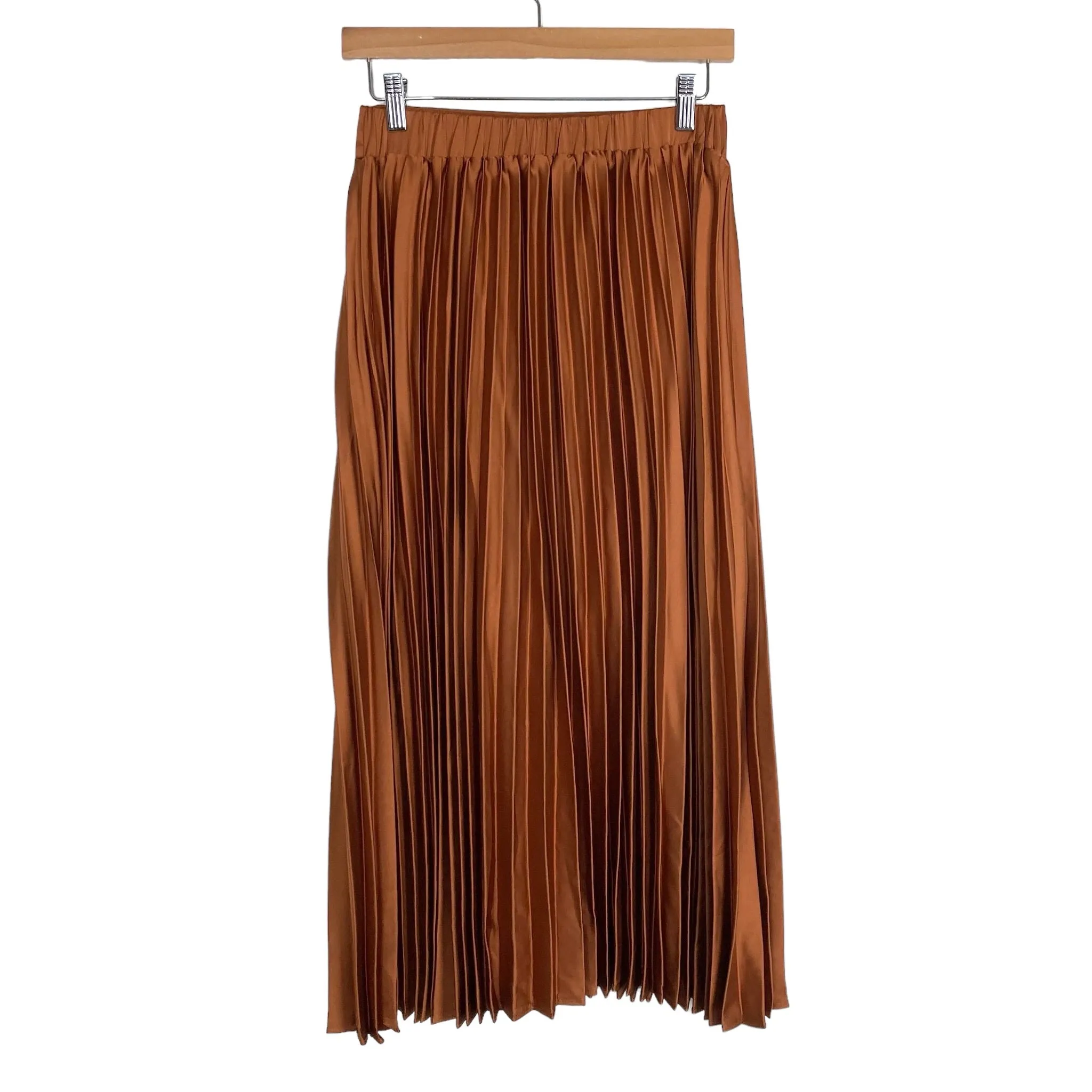 Altar'd State Copper Satin Pleated Midi Skirt- Size S