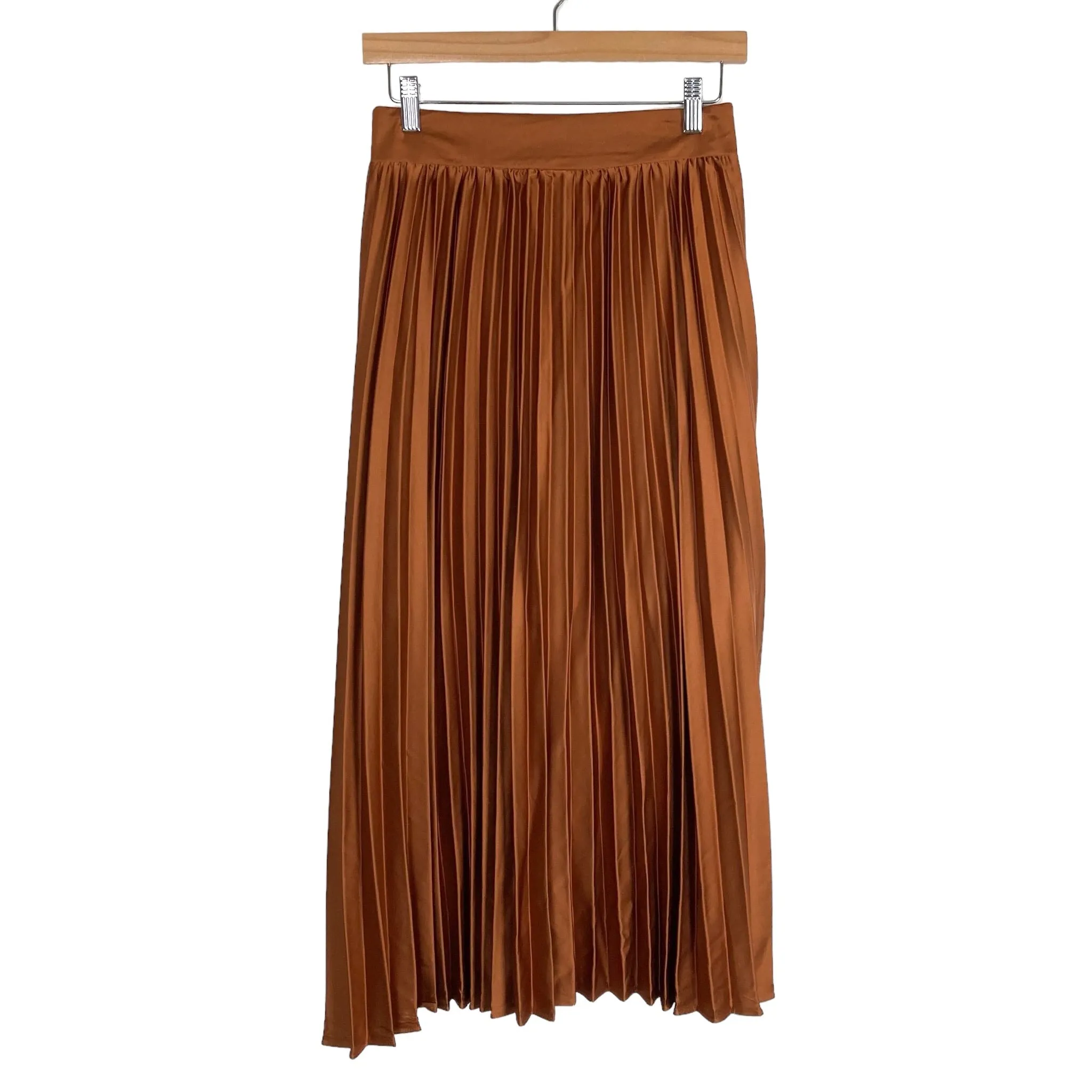 Altar'd State Copper Satin Pleated Midi Skirt- Size S