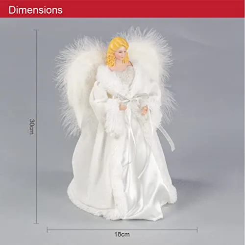 Angel Tree Topper 12 inch Tall White Diamante Dress Indoor Christmas Decoration