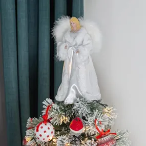 Angel Tree Topper 12 inch Tall White Diamante Dress Indoor Christmas Decoration