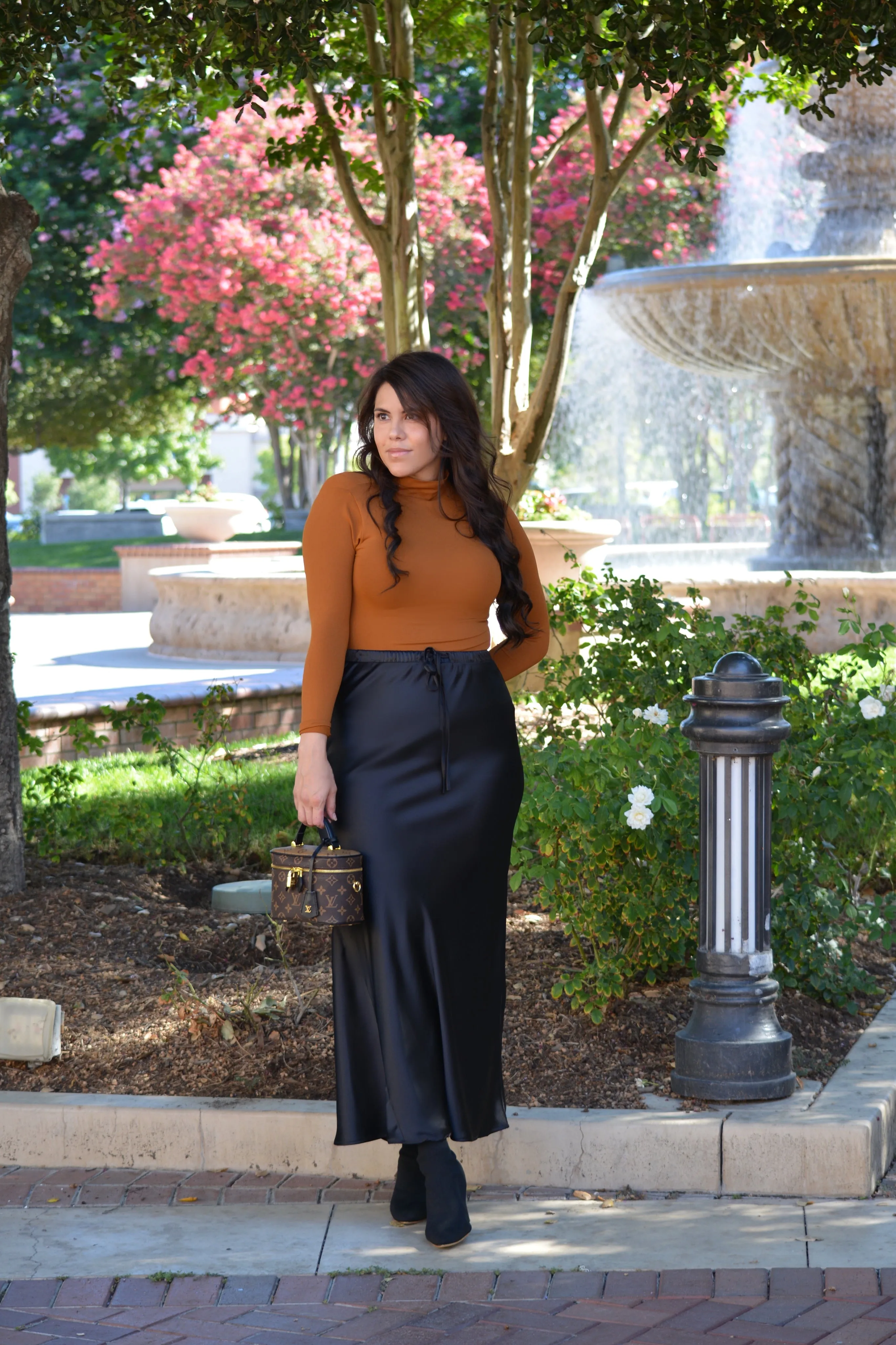 Arianna Black Satin Maxi Skirt