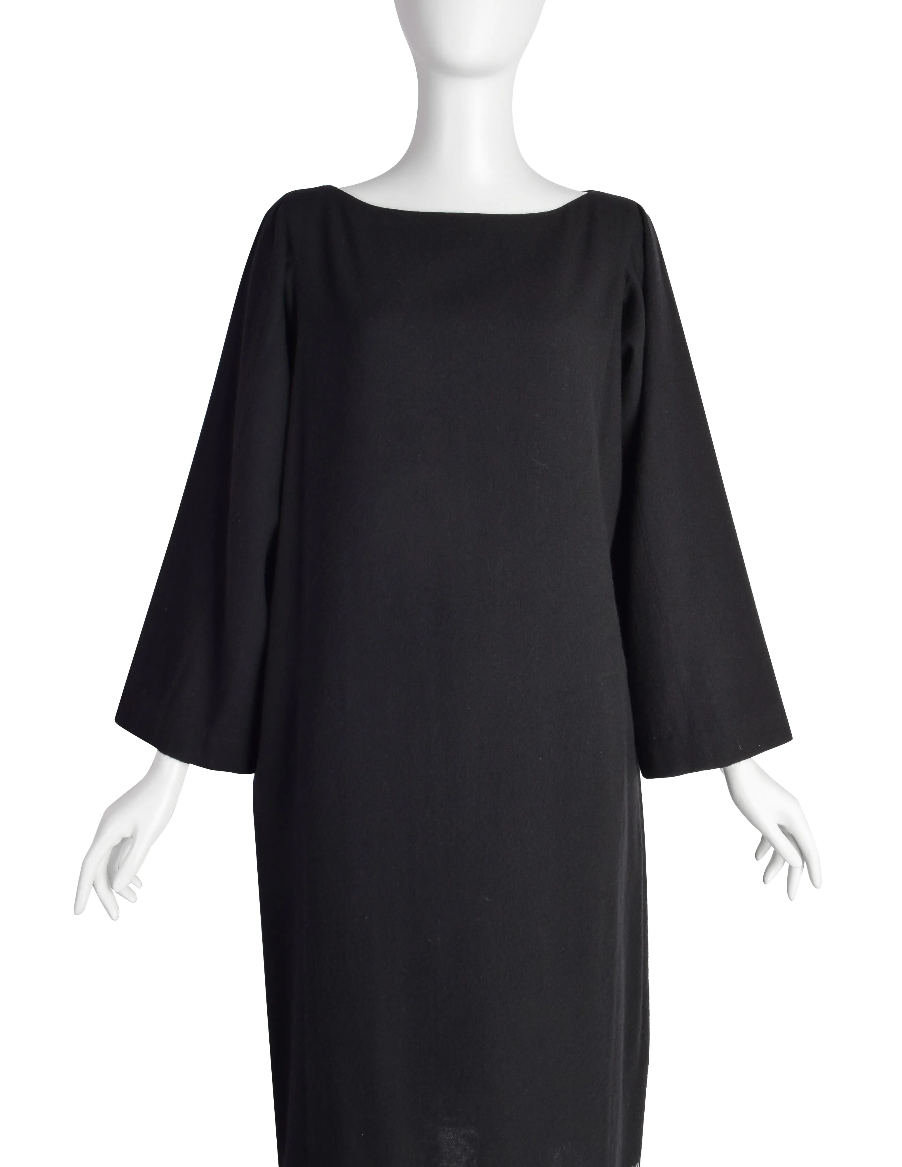 Azzedine Alaia Vintage 1980s Black Wool Grommet Trimmed Dress