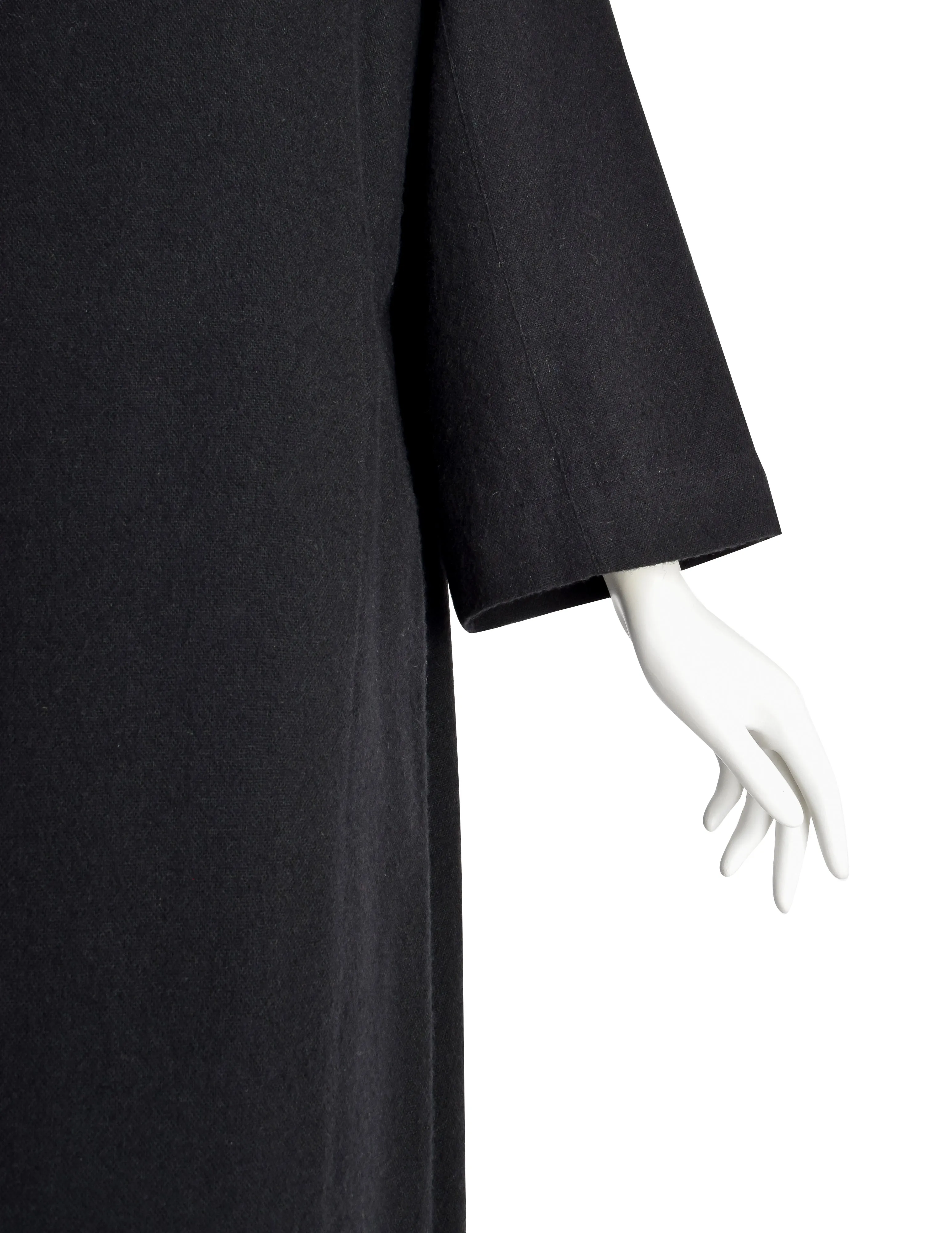 Azzedine Alaia Vintage 1980s Black Wool Grommet Trimmed Dress