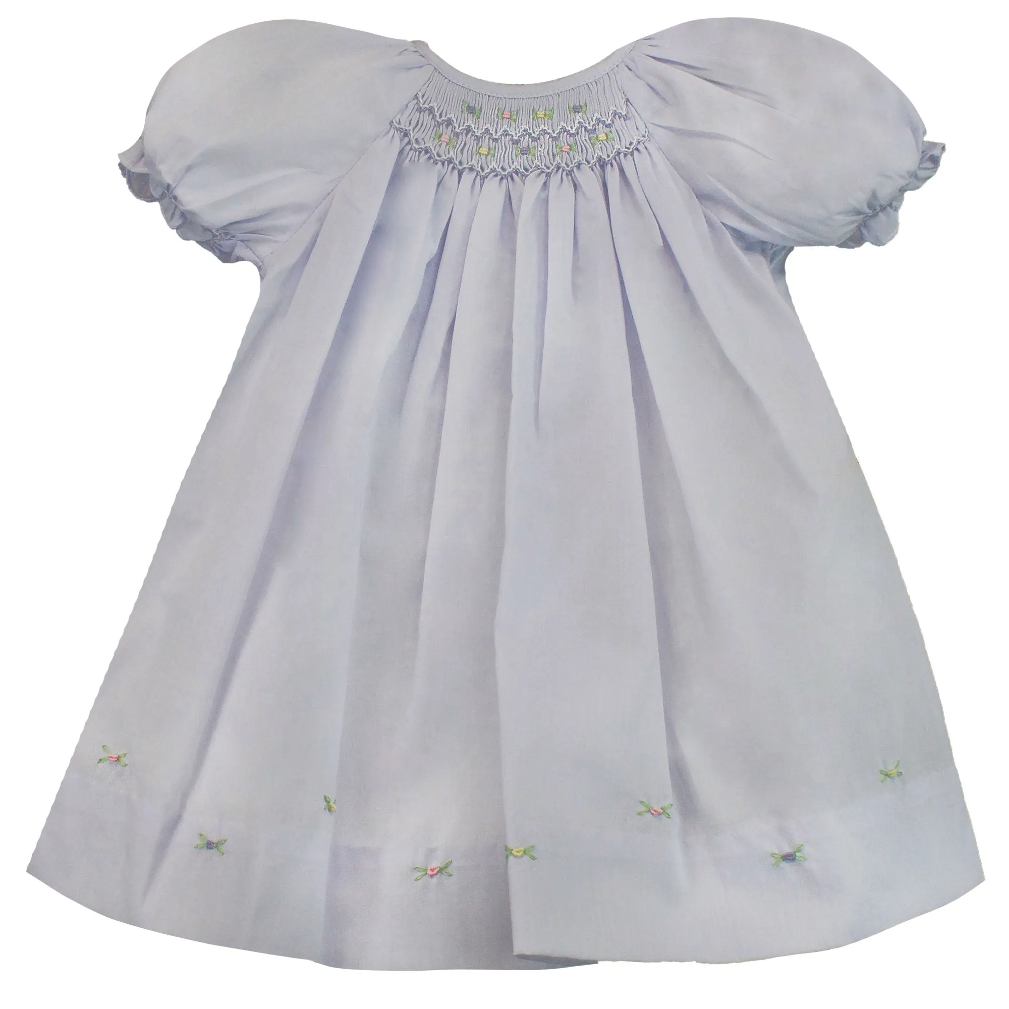 Basic Smocked Dress with Hemline Roses (3 Color Options)