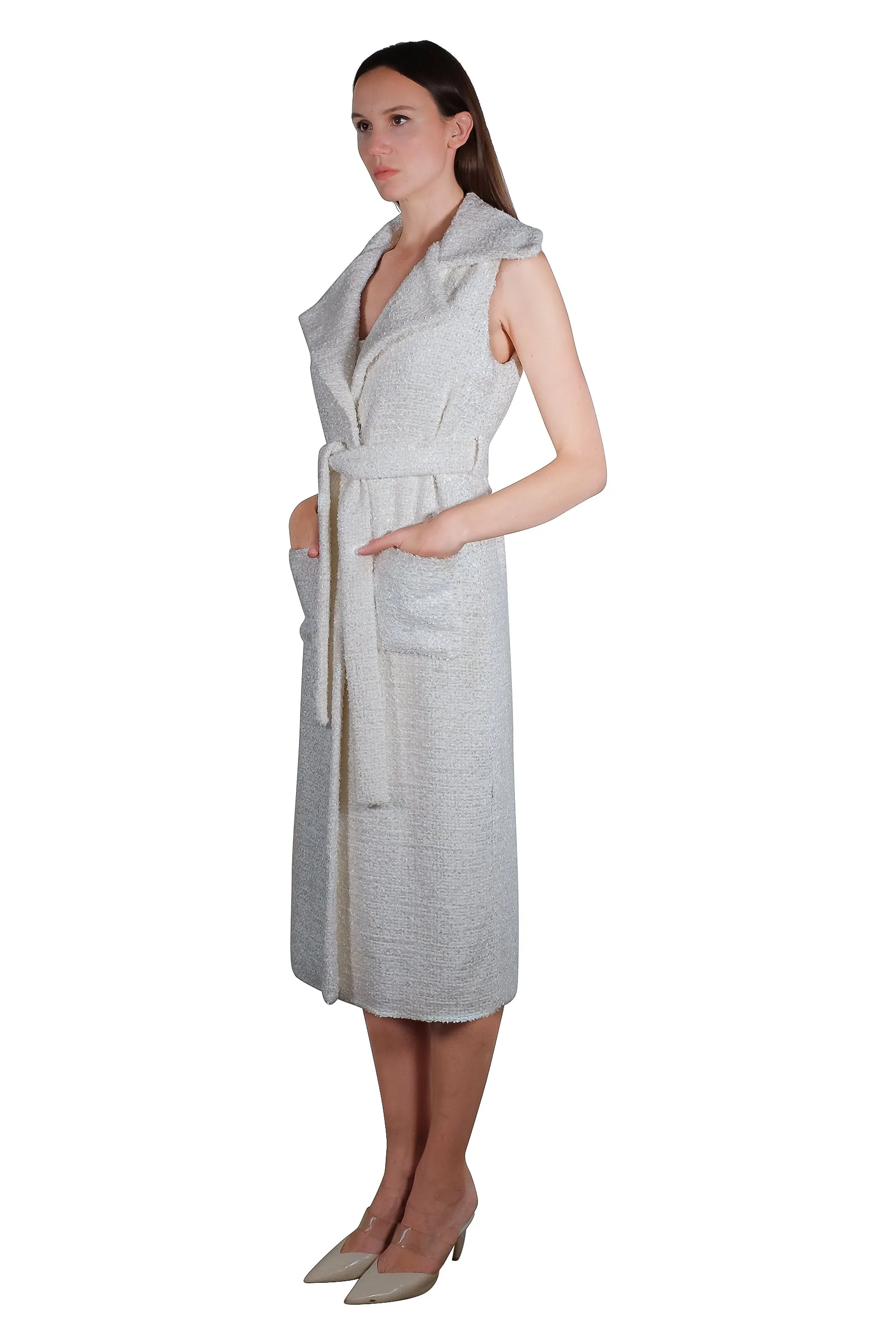 Bea Maxi Sleeveless Tweed Trench