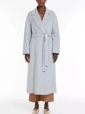 Belted Bathrobe Style Wool Wrap Coat in Grey