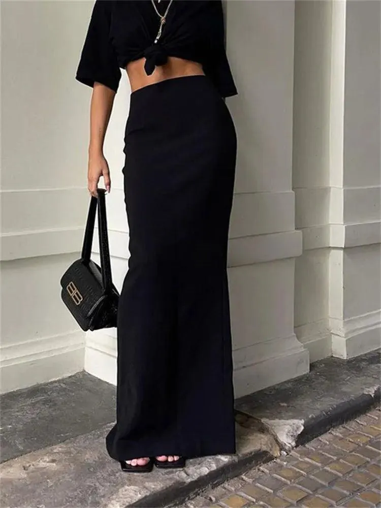 Black Long Modest Skirt