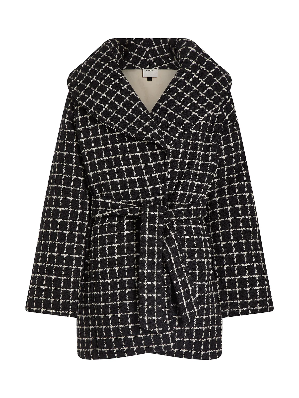 Black Mono Check Milla Wrap Jacket