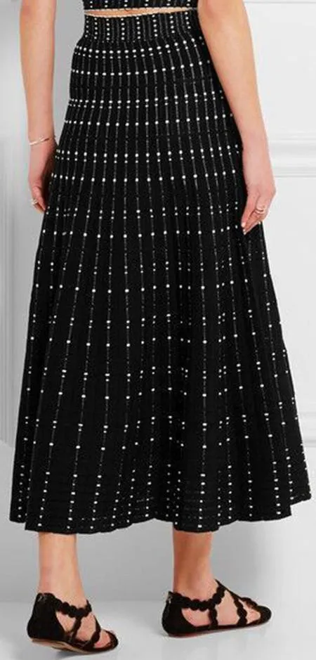 Black Off-The-Shoulder Knit Top & Skirt Set