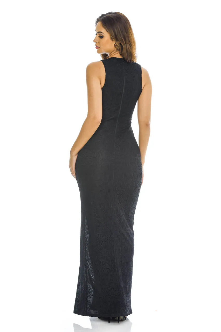 Black Off The Shoulder   Slinky Maxi Dress