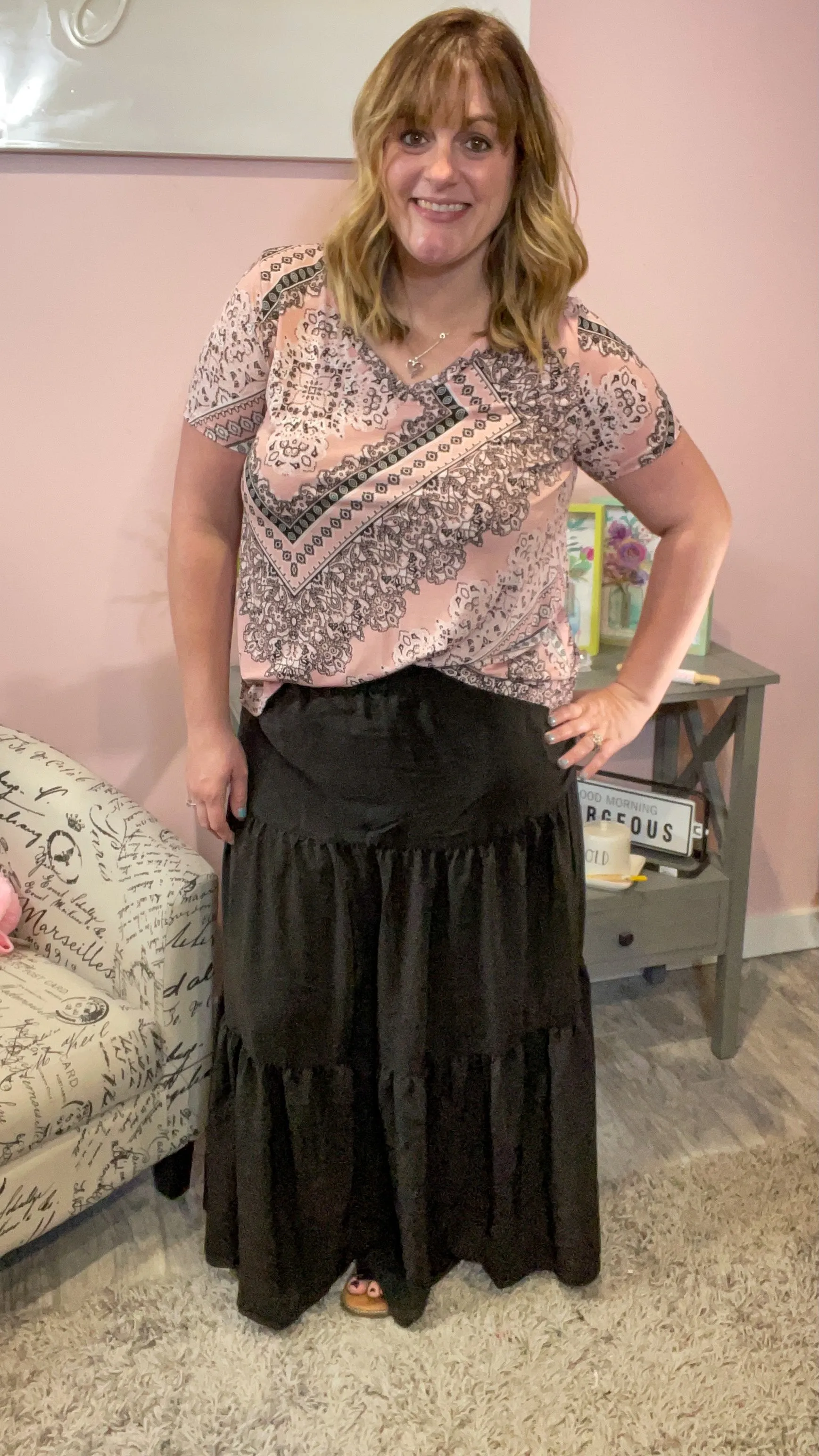 Black Tiered Maxi Skirt