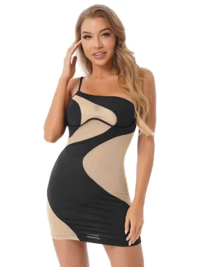 Black Womens Fashion Cutout Bodycon Dress Solid Color Sleeveless Backless Sexy Mini Dresses for Club Rave Party L S4991905