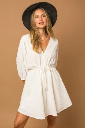 Blouson Seersucker Batwing Dress