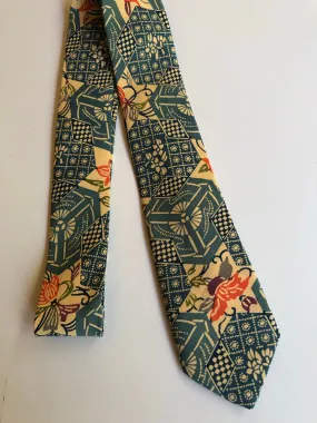 Blue Kikko and Floral Neck Tie