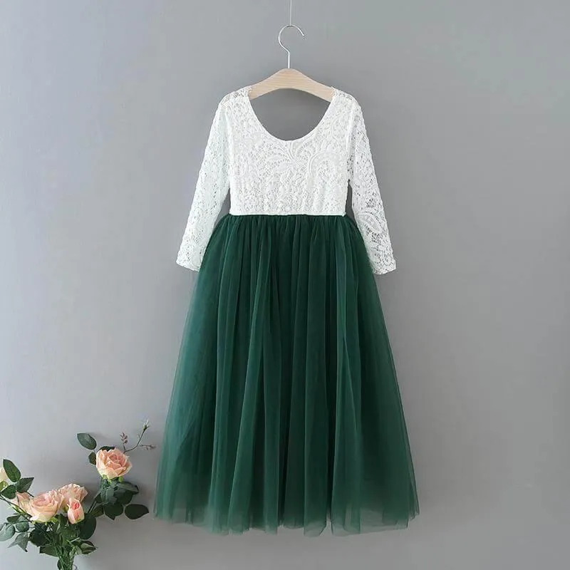 Bohemian Classic Long Sleeve Dress - Hunter Green