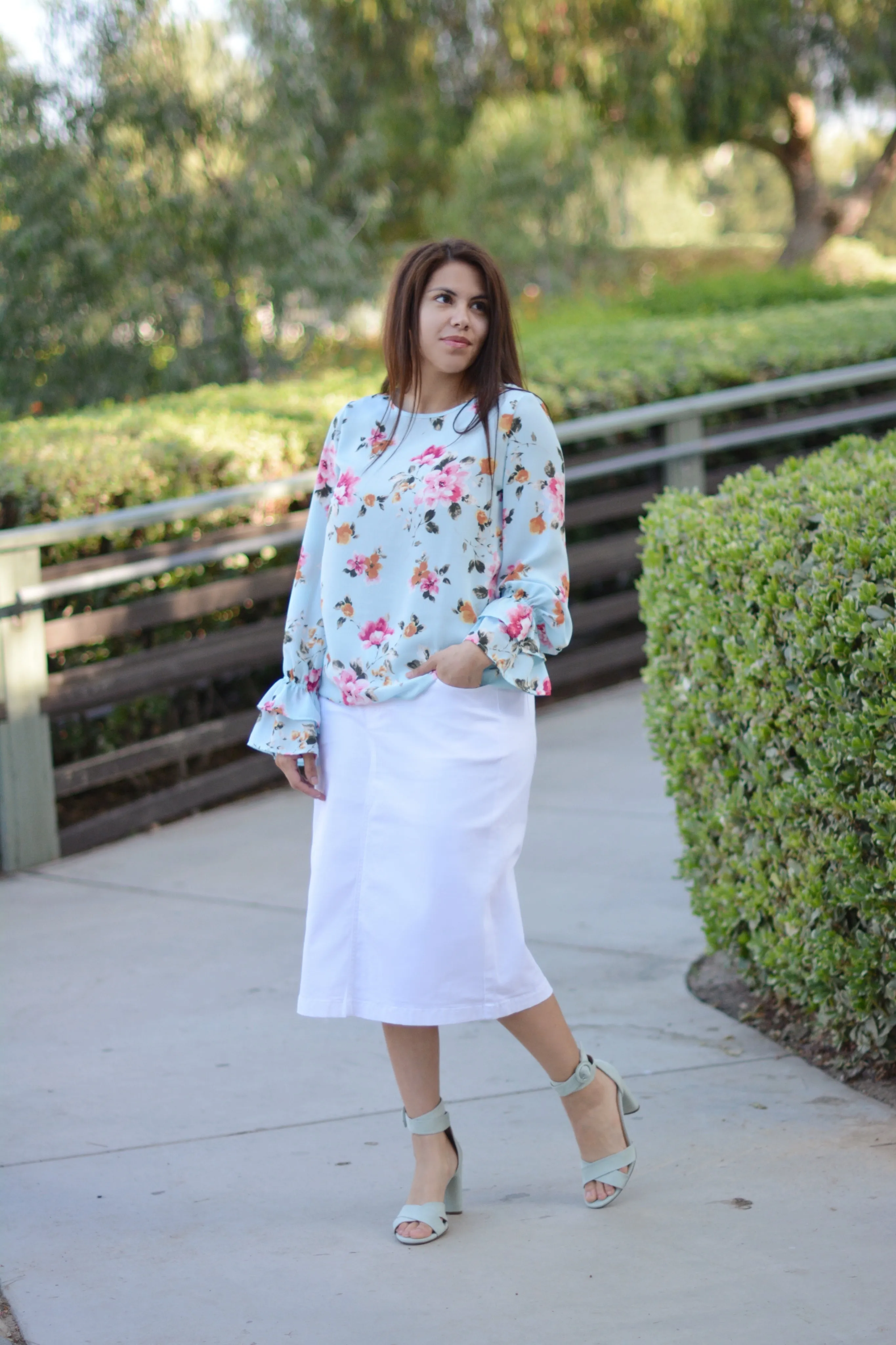 Brenda White Denim Skirt