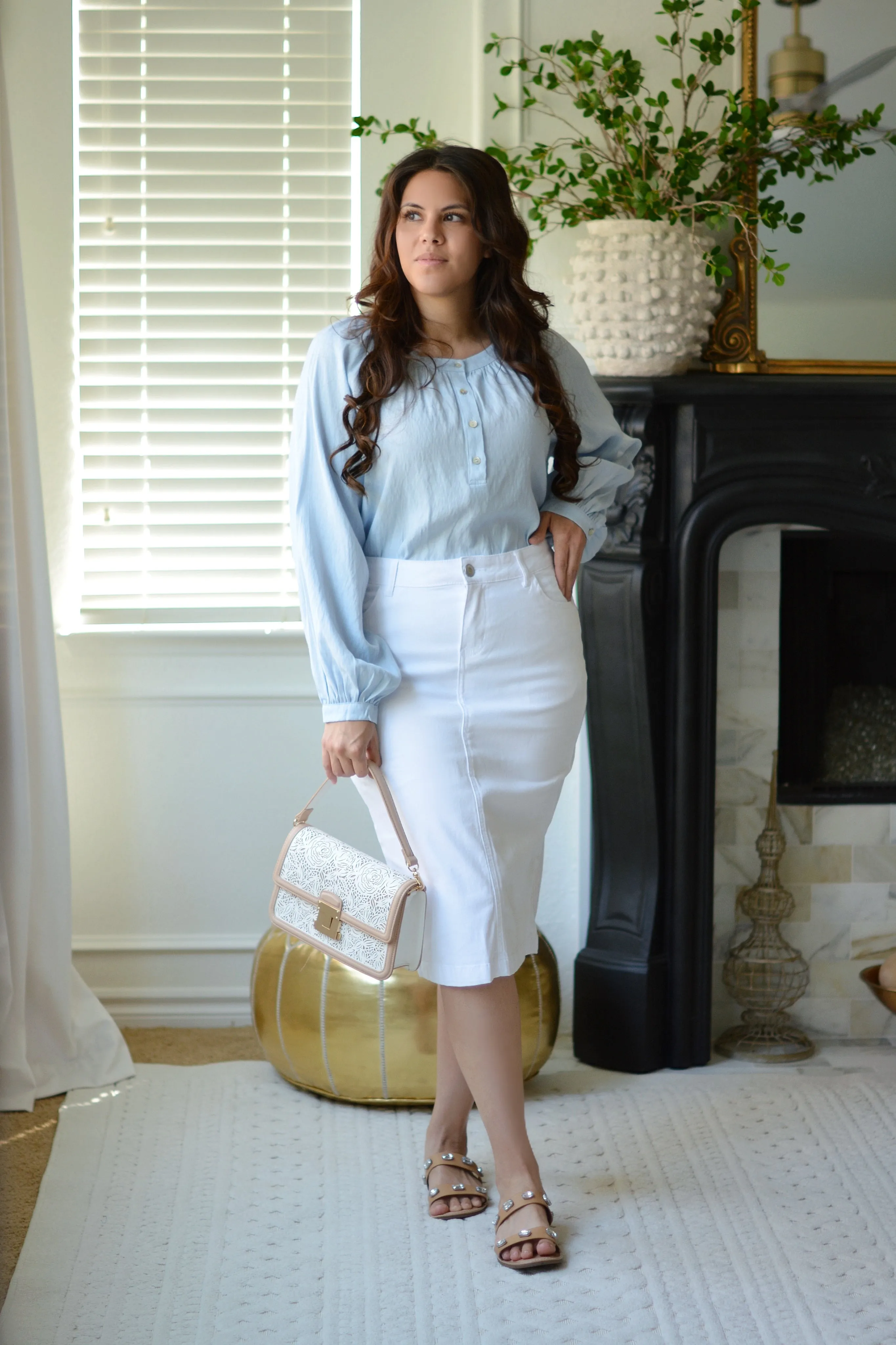 Brenda White Denim Skirt