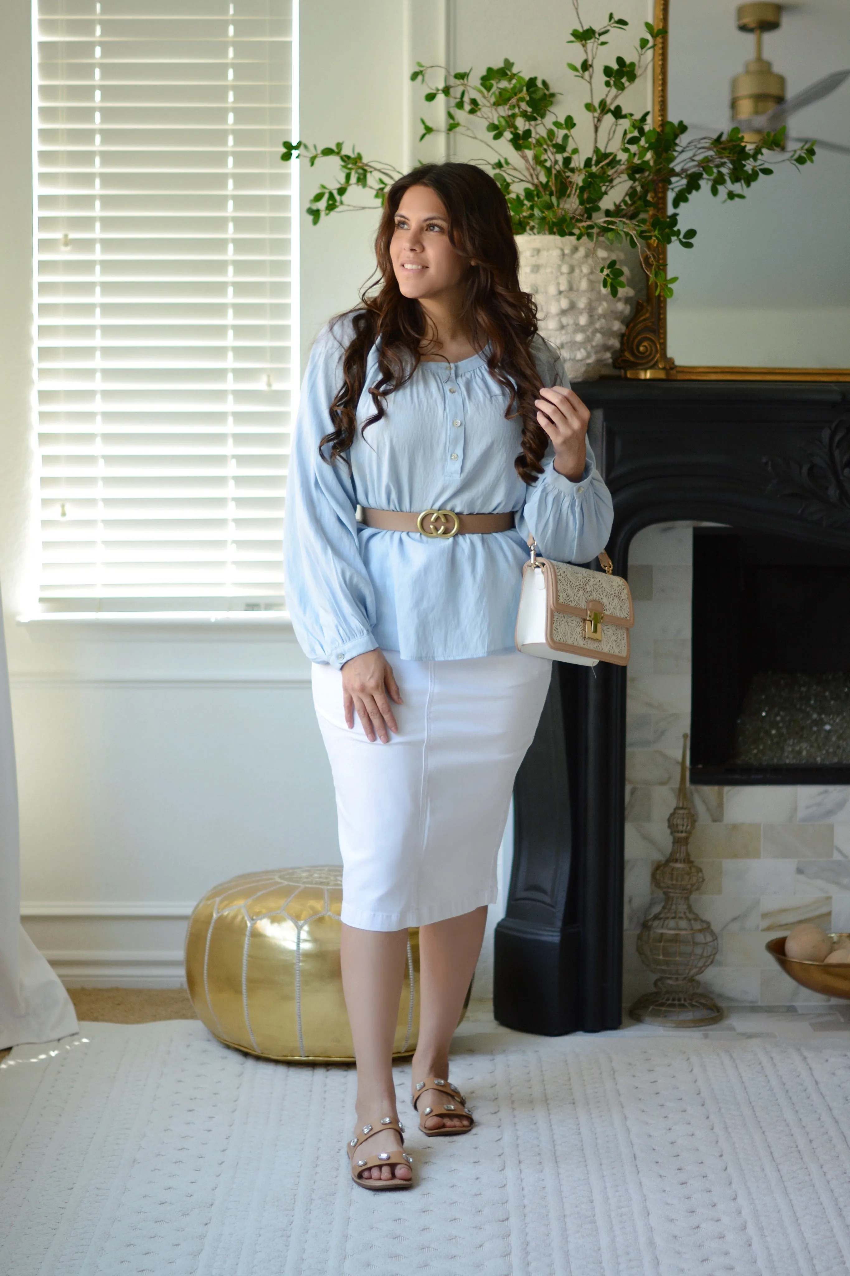 Brenda White Denim Skirt