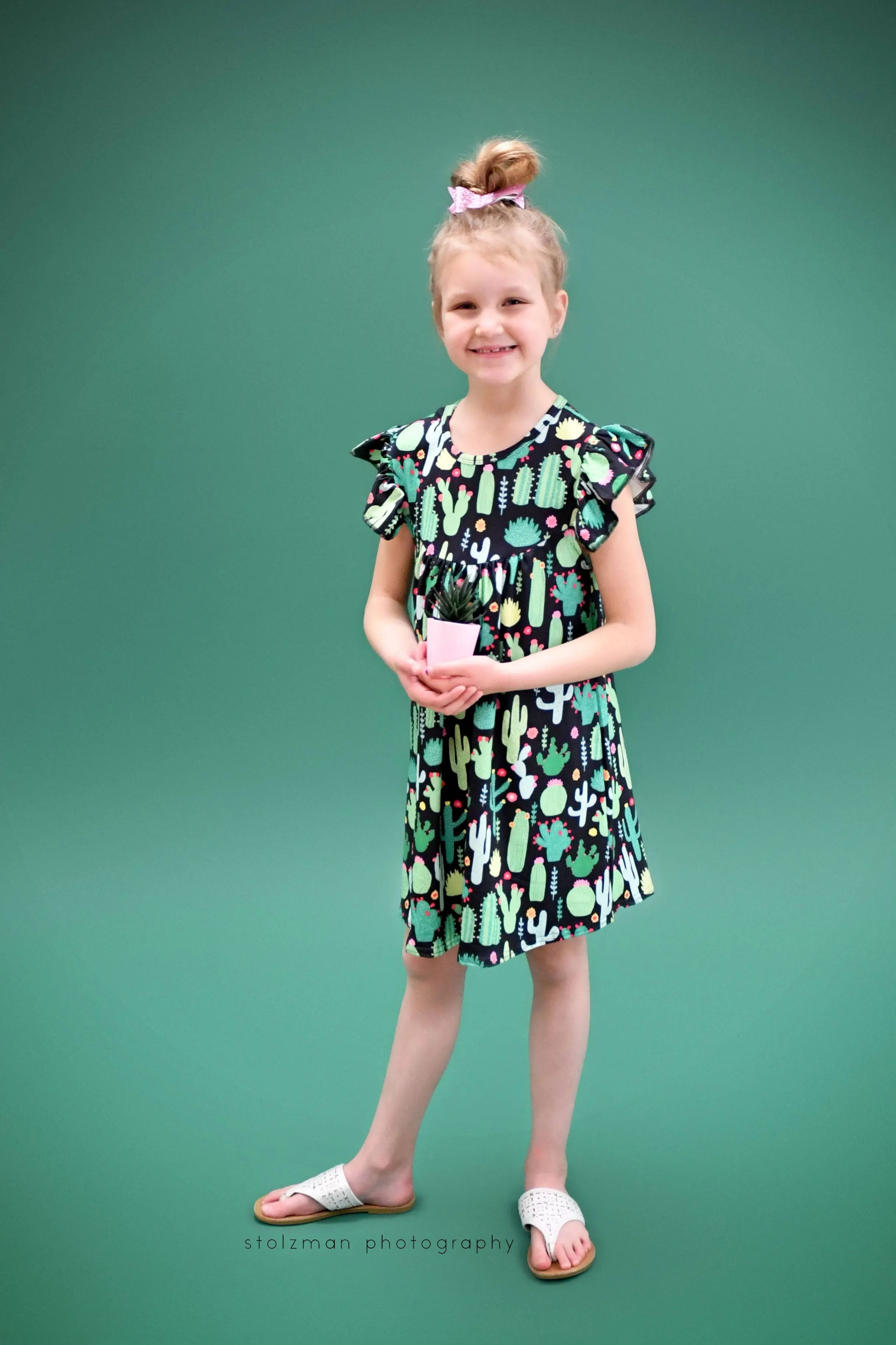 Cactus Milk Silk Flutter Dress