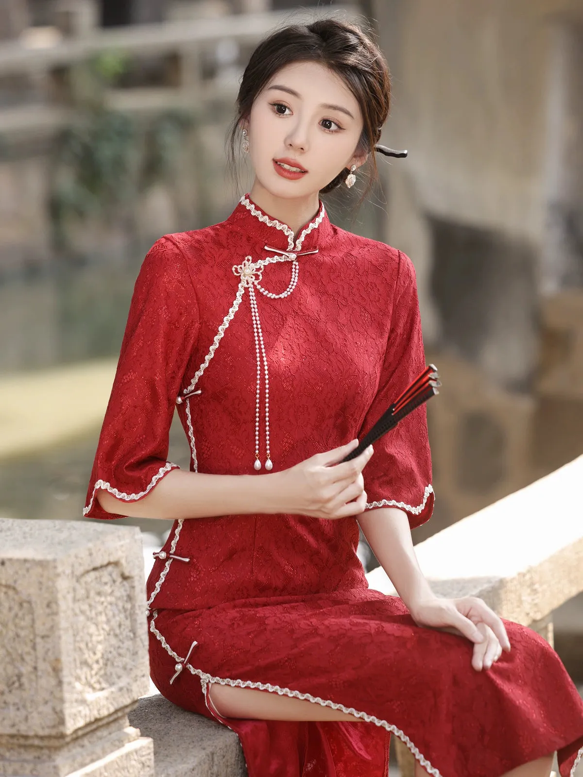 Cheongsam for Tea Ceremony, Traditional Chinese Dress, Blush Bliss