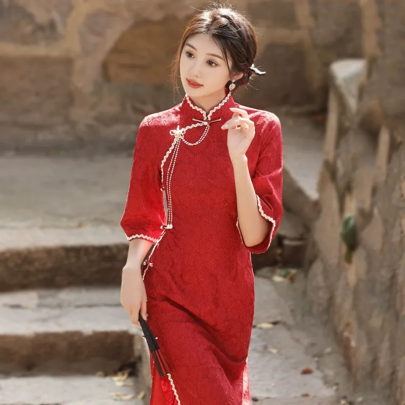 Cheongsam for Tea Ceremony, Traditional Chinese Dress, Blush Bliss