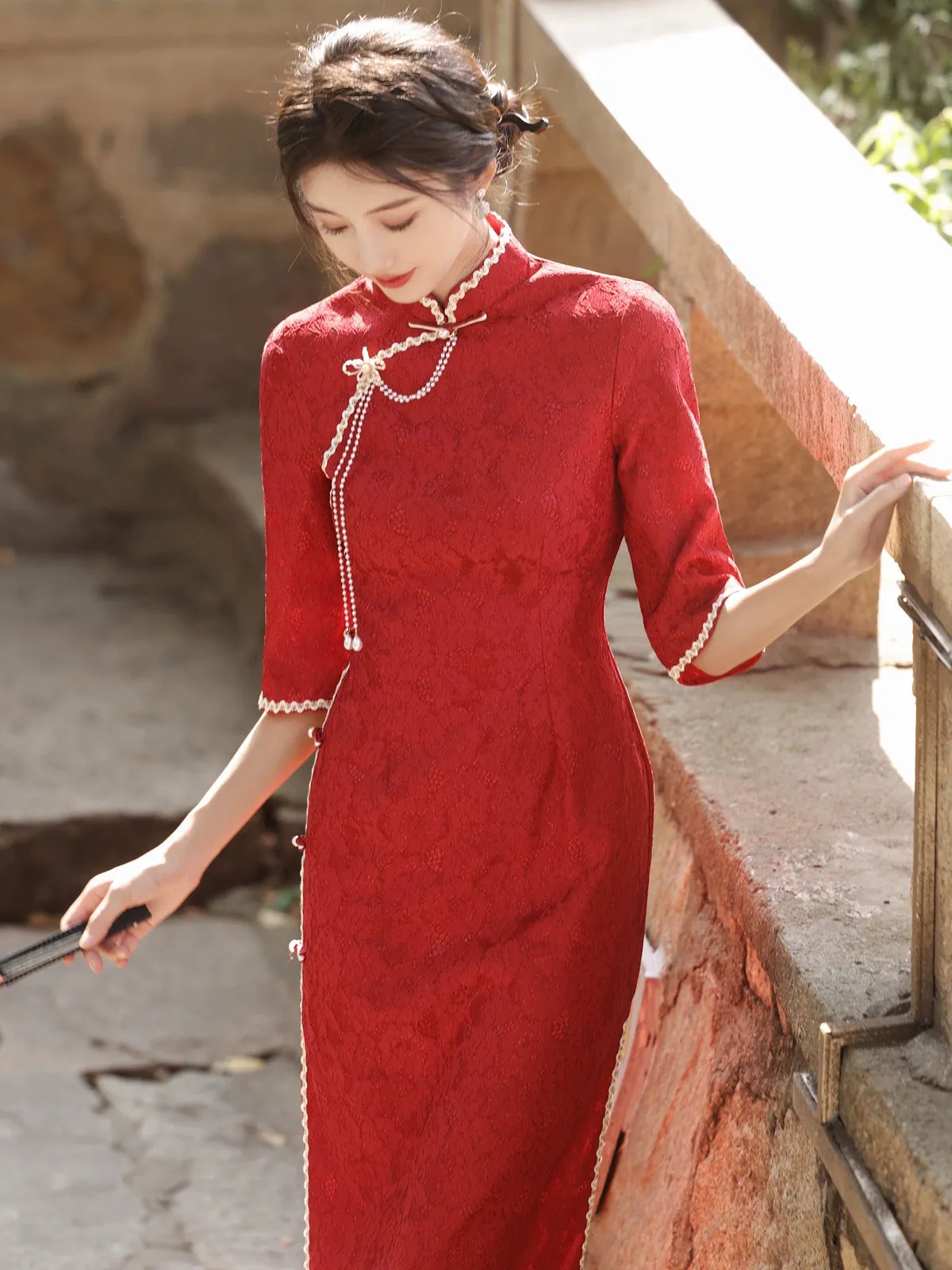 Cheongsam for Tea Ceremony, Traditional Chinese Dress, Blush Bliss