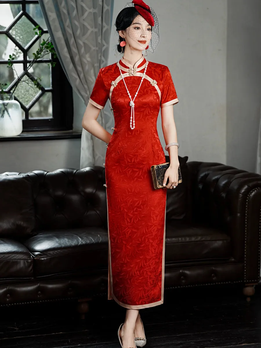 Cheongsam for Tea Ceremony, Traditional Chinese Dress, Crimson Kiss